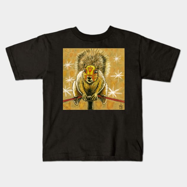 Luchador Squirrel Kids T-Shirt by mikeskki